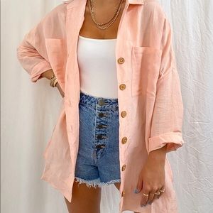 Show me your Mumu: small: linen button down: pink